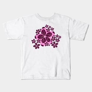 Colorful floral shapes with pink flower Kids T-Shirt